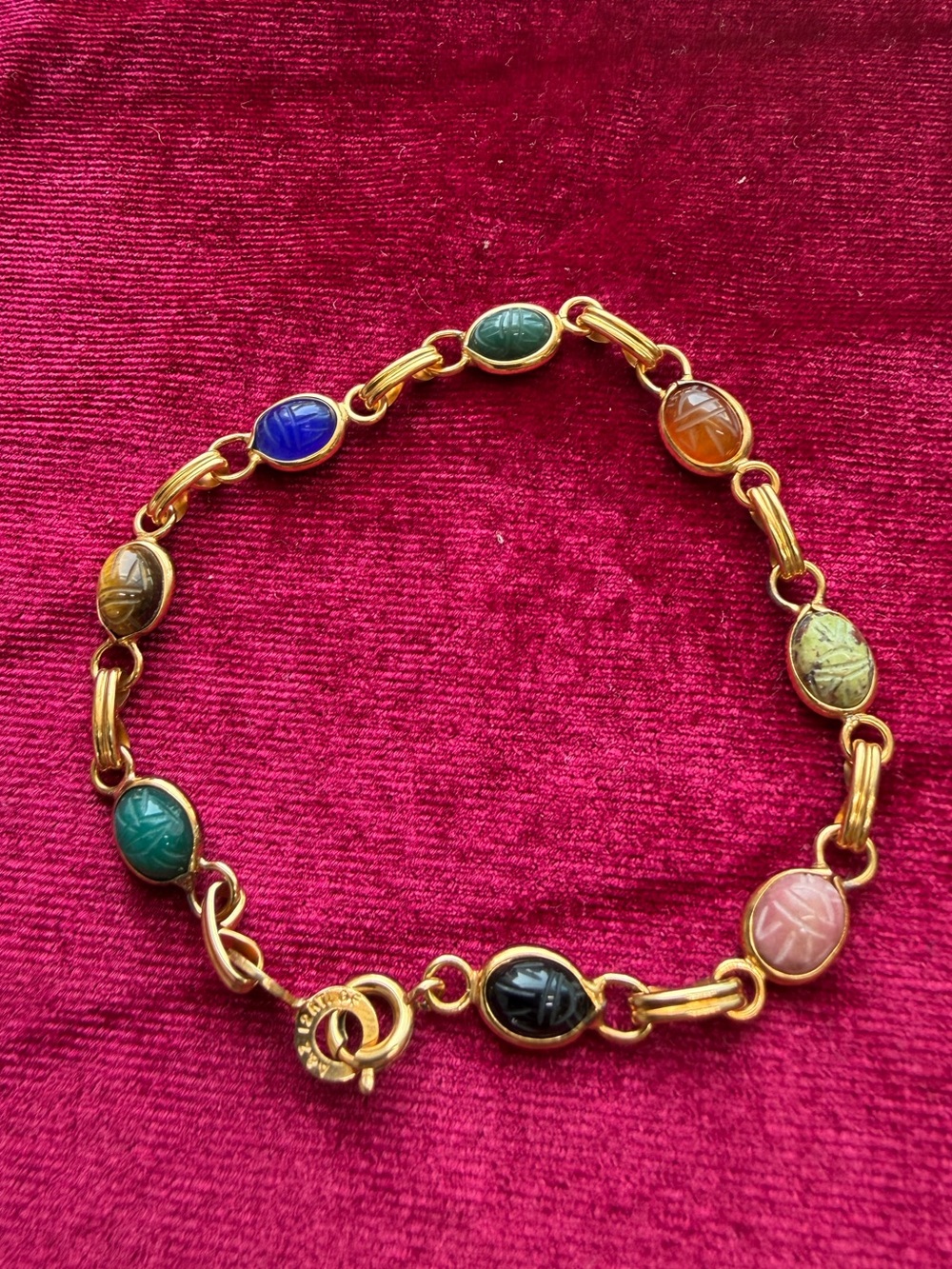 12k Gold Filled Jade Scarab Bracelet